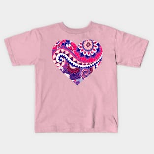 Pink and Blue Decorative Heart Kids T-Shirt